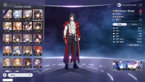 (NA MALE LV70) 5*Mortenax Blade, 5*Phainon C2, 5*Cerydra, 5*The Herta, 5*Mydei, 5*Ruan Mei C1, 5*Sparkle, 5*Sunday, 5*Gepard, 5*Dan Heng PT C1