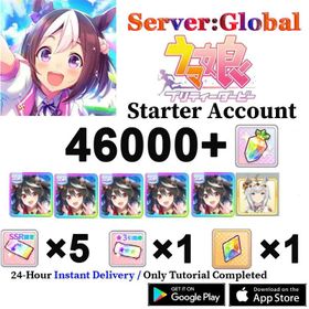 DLC63【Global: Server】46000+Carats+  Kitasan x5 +Oguri Cap+SSR Guaranteed Make Debut Tictet×5+3★Voucher×1+Rainbow Uncap crytal x1]Starter Account/ iOS/Android/Uma Musume Pretty Derby
