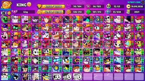 81K Trophies LVL128 | 103/107 Brawlers | 56 Max Brawlers - 54 Hypercharges | 325 Skins | 939 Pins | 554 Icons | 267 Sprays