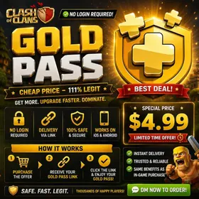 Clash of Clans Gold Pass for Sale 😍 No Log in Required 🥳 Pass from Link 🔥111% Safe