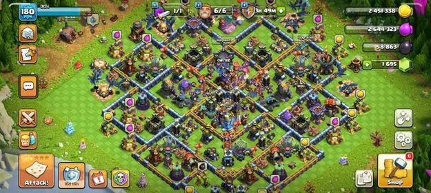 P-102  Town Hall 18 semi max|| 1800 CWL medals || heros 77-88-46-54-28-2|| high level defence|| 6 builder|| nc available|| good hero equipment