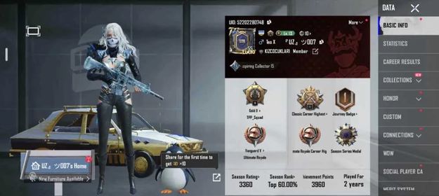 #L587|Lvl 55|MF III|PENGUIN PET MAX|57 SET(7 MYTHIC)|NOCTURNE DIVA SET|47 WEAPON(5 LAB)| GLACIER M416 LVL 3|7 VEHICLE|GOLD EURO