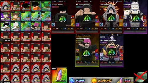 X6 0.1 Unbound Secret Crow (Black Fire) l Megumi ( Secret Shadow ) l 8th sword l elf mage l puppet l Drak mage l Reroll 598 Anime Expeditions