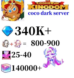 coco dark server|340K+ Crystals | 700～800 Cookie Cutters | random 25-35 Epic Cookies+Sugar Swan Cookie+140000 Rainbow Cube|Beast's Heritage Selection Chest is not used|Ancient Cookie Selection Chest|Beast's Heritage Selection Chest is not used|Ancient Cookie Selection Chest|Legendary Cookie Selection Chest | Plot progress 1-3] iOS/Android Cookie Run: Kingdom