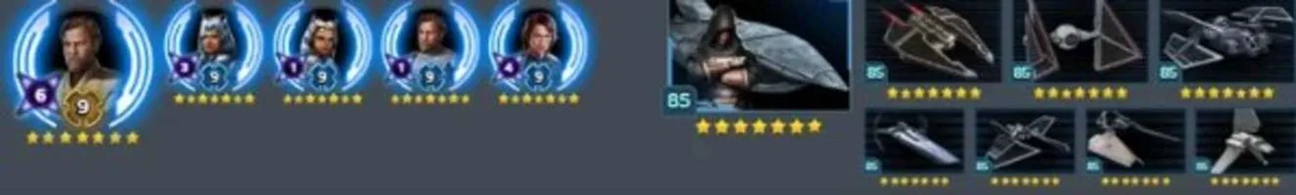 SG5 – 13.2M GP Endgame Account | 9 GLs, Maz Kanata, All Conquest Units & Capital Ships