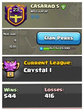 🧑‍🎄 LEVEL 23🧧CLAN CAPITAL 9 ❤️‍🔥 POSITIVE WAR LOG ❤️‍🔥 CASÃO 5 🔥 CRYSTAL LEAUGE 1 CWL➕️CLAN CAPITAL 9 🎁544 WINS , 416 LOSSES  ⭐️CHEAP PRICE🧧