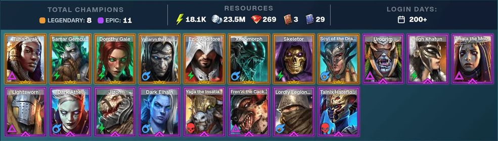 🌟 Tuhanarak ✨ Samar ✨ Keberon Underflame | ⚡ 9 Legendary · 12 Epic · 284 Gems