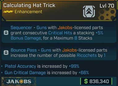 ⭐[META ROLL] L70 HAT TRICK (PISTOL ACCURACY+GUN CRIT DAMAGE) - SEE IMAGES FOR STATS⭐