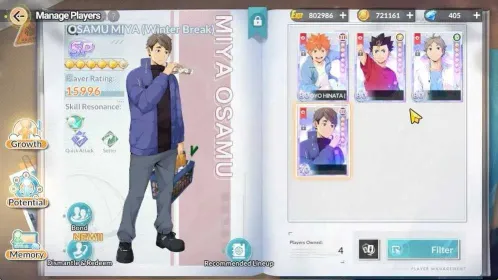 SEA|Lvl 57|4 SP (Osamu,Sugawara,Nishinoya,Hinata)+Memo|4 UR (Hirugami,Hoshiumi,Sakusa,Bokuto)+Memo|12 SSR|Log Google|HFH1070