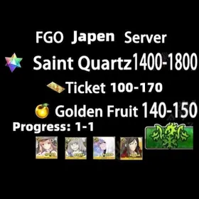 Japen server|1400-1800 Saint Quartz +Characters in the picture+ Call Sign 100-170 +Golden Fruit 140-150[See Picture]|Chapter 1, Section 1|Beginner Account|Android|iOS |TLC1580|Fate Grand Order