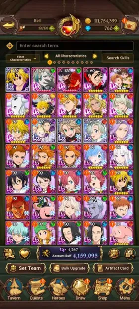 Global, 800💎4,1 Million buff, 4LR + 11UR + 12 collab chars : Full Gachiakita + 7 chars Rezero + Fire Force Shinra, UR : New UR Meliodas  + Salos + MerlinEscanor + Oppressor Demon King 2/6 + KingDiane + Mael 3/6 + EliMeli + Lancelot + Thor + Sabunak + King Demon Meliodas,, have UR selector + 241x LR coin, story still at chap 14 + side story all fresh