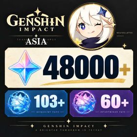 Asia/AR50+48000+ Primogems/Acquaint Fate：100+/Intertwined Fate：63+/Email or Microsoft account/Genshin Impact