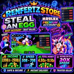 🌈 STEAL AN EGG FRESH ACCOUNT INCOME 220B/s - 250B/s 💸 | 🐣 Random Pets Eternal + Pet Devine | ⚡️Speed 50B - 70B | MOONBLOOM TRAIL 🌙 | 💸4.5Qa - 10.5Qa Total Money💲 | UNVERIF EMAIL | ⚡️ Instan Delivery ⚡️