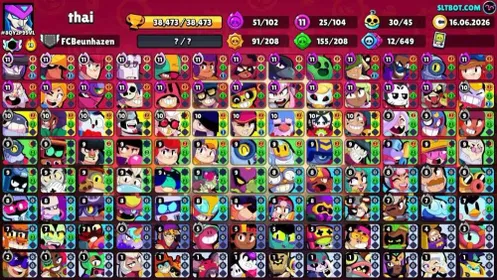 BS# 6➤104/104 Brawlers🌵 25 Max⚡ 51 Hypercharges🔥 trophy 38473➤Rare & Super Rare Skins🎭