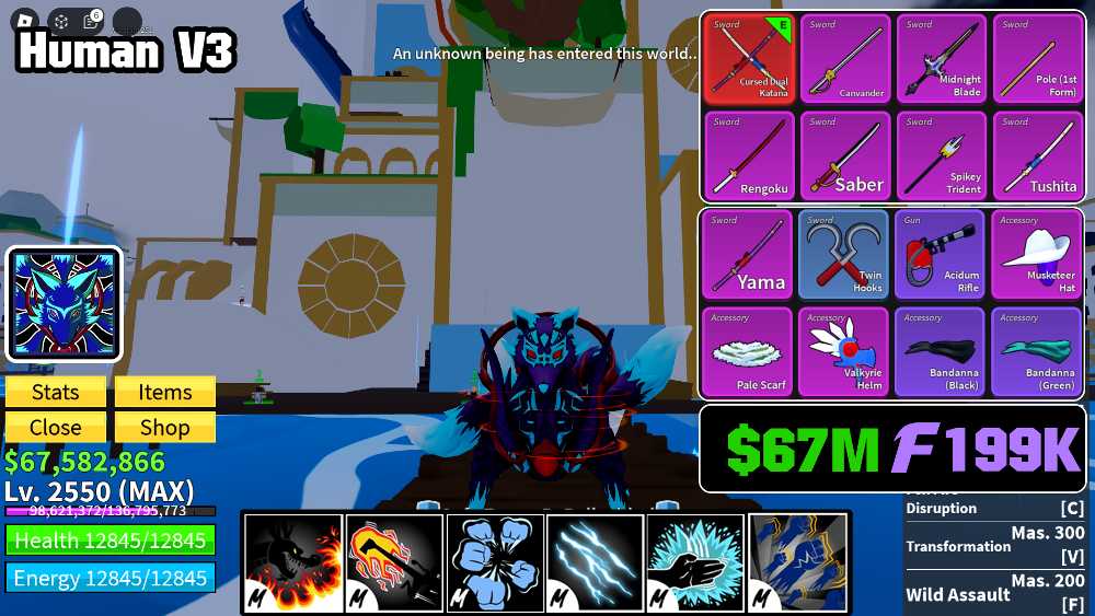 Blox Fruit | Level 2550 MAX |Race V3 | Kitsune Human | V3 ️Cursed Dual ...