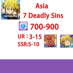 7 Deadly Sins[Asia]700-900 diamonds |UR3-15| SSR: 5-10 +Guangao+dark mass| Fast delivery