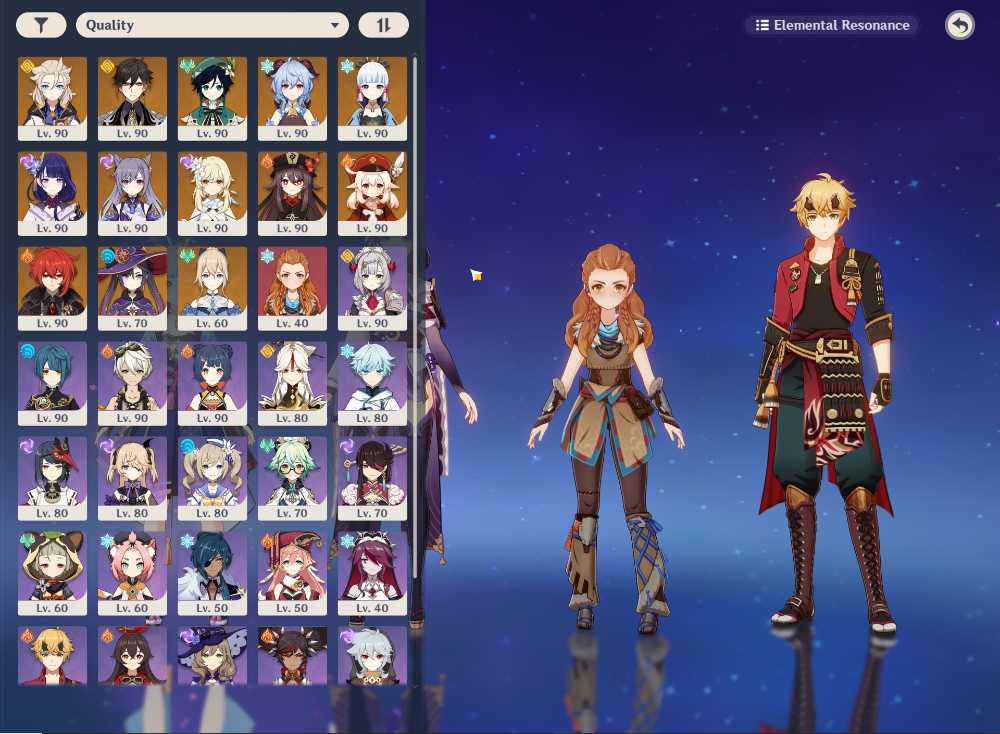 Compte Genshin Impact AR51 – Kazuha C3, Hu Tao, Shogun Raiden, Diluc C1, Ayaka, Mistsplitter
