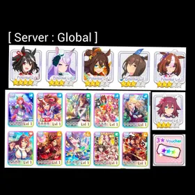 [ GLOBAL ] Starter Uma :  Kitasan Black + Admire Vega + Sakura Chiyono O + Mejiro McQueen (End of Skies) + Meisho Doto + El Condor Pasa (Kulkulan Warrior) + 10 Support Card