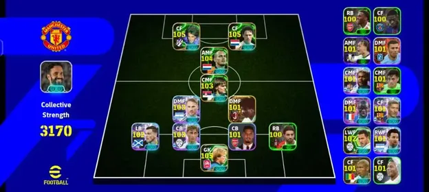 ⚡Van Basten (105)⚡Batistuta (105)⚡Sneijder (104)⚡Stojkovic (103)⚡BigTime Rijkaard⚡Epic Gk Oliver kahn (105)⚡Mac Alister⚡Huijsen⚡Robertson⚡Epic Hazard⚡Epic Diouf⚡Kante⚡Lewandowski⚡Many Best POTW cards⚡Full Balanced Team⚡Only Konami⚡