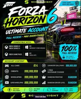 🌈【XBOX/PC/STEAM】✅100% COMPLETE🚗 700+ Cars 💰999M Credits 🎡999M Wheelspins 🌟999M Super Wheelspins ⚡999M Skill Points ✅ Full Access FORZA HORIZON 6