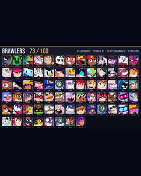 🏆 28.3K Trophies • 🎮 73/109 Brawlers • 🎨 114 Skins • ⭐ 9 Legendary • ⚡ 19 Hypercharged • 💪 7 Maxed P11 • 👑 9 Prestige • 💎 2 Legendary / 5 Mythic / 1 Hypercharge Skins • 🔥 Godzilla Buzz, Impie Colette, Outlaw Colt, Bandita Shelly m9578386137