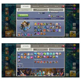 Th18 Near Max➺Hero:100-105-65-80-51➺War Arena Scenery All Epic Equipments Close To Max➺4X Scenery➺Max BH10➺Email Change Yes