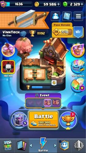 Trophy 11192|CL 1636|KTL 14|122 Cards|8 Champ|2 Hero|15 Evo|Arena 27|2,3K Gems|Proteck Off|Check SS CR352B