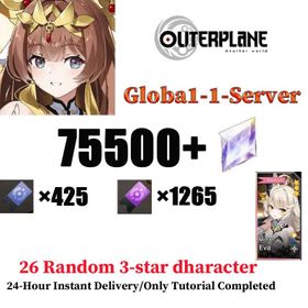 [Global 1] 75500+ gems+Regular Tickets 425+, Special Tickets 1265+, +Creation Scroll 2050，2 Light/Dark Selection Tickets, 1 Creator Selection Ticket, 26+ 3-Star Characters (Includes-duplicate), including 5 or more Creators (non-duplicate), guaranteed single character Eva + 2 or more random limited characters (non-duplicate)