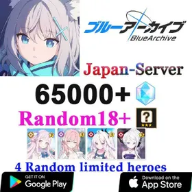 B42【JP】✅ 65000+ diamonds  +(limited) Mika+  (swimsuit) Hanako+ (swimsuit) Hina+ Hina (Dress) +4 Random Limited Hero+ 18+ random 3-star heroes | Blue Archive |  full access | Android|IOS |