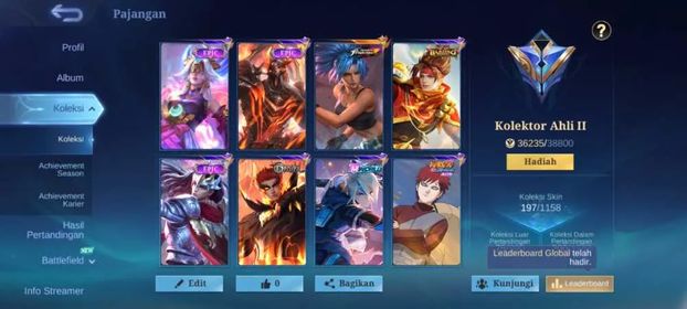 EX 410|LV 74|HERO 127|SKIN 197|EXPERT II|ALL MAX EMBLEM|KARINA KOF|LING MWORLD|VALE GAARA|BADANG PEGASUS SEIYA|CLINT MYTHIC|CLAUDE BLAZING|GRANGER LIGHBORN|