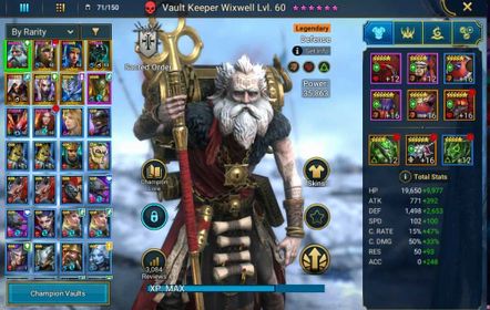 Lv 42|890K Power|20 Legend(Wixwell,Glorius Pallas,Ninja,Xenomorph,Dorothy,Rathals,Etc)|1Key UNM Demon+32K Energy|Plarium|RSL1787