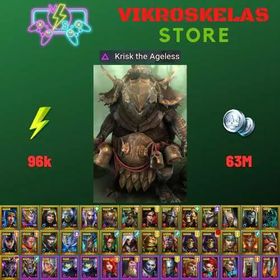 Starter acc with Krisk : 96k energy / 63 mln coins / Roanas, Arix, Ninja + 22 Login Legendaries / Madame Serris 2x