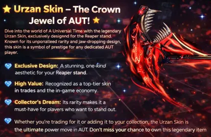 🔥Unobtainable Urzan Skin in AUT Not Dupe( A Universal Time )