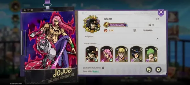 [ASIA 1] Jotaro Rainbow S11 Maxed, Diavolo Rainbow S2, Giorno *3S1, FF *3, Koicho *3S1, Ermes *2S1, Buciaratti *2S2, Caesar *2 1/2 S3 etc.. | End Game Well Build | Instant Delivery