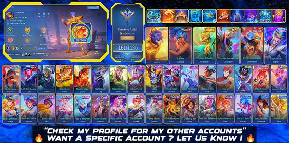 161 SKINS | SAINT SEIYA GOLD VALIR LEO IKKI | PRIME GRANGER | KOF KARINA | GAARA | DINO PRO JAWHEAD | ZODIAC IRITHEL | 6 LIMITED EVENT | 9 RARE SHOP |