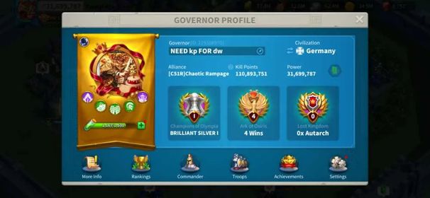 1 Email 2 Accounts: [31M Power - Can Migrate to Offseason KVK 3 up to KD 4063, Arthur Max, Ivan 5553] and [50M Power, KD 3740, Zhuge Liang Max] #582