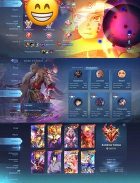 589 Skins. World Collector. 5 Legend. 10 Collector. All JJK. Naruto. Sasuke. Chou KOF. Killua. Lance Kishin. Guin Aspirant. Kimmy Star wars