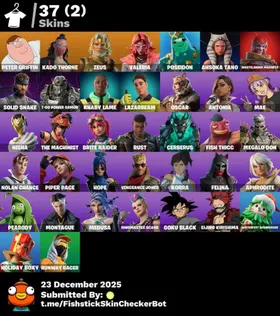 [PC/PSN/XBOX] 36 Skins | Peter Griffin | Zeus | Valeria | Ahsoka | Snake | Magneto | 850 VB | FN26