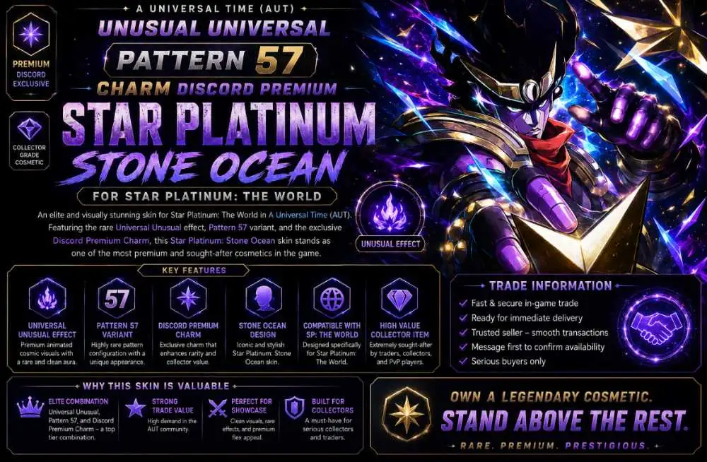 Unusual Pattern 57 Charm Discord Premium Star Platinum: Stone
