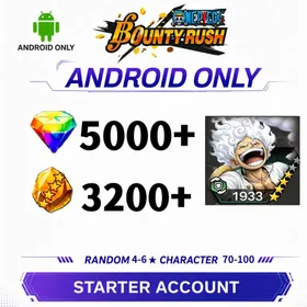 Global[ANDROID/Only][5000-5500 RD][3200-3400 GF] [4★ Luffy-Gear 5 ]+70+Random 4-6 Star Character[Beginner Account][Fast delivery]|ONE PIECE Bounty Rush