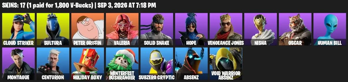 【VALERIA】𝗔𝗕𝗔𝗡𝗗𝗢𝗡𝗘𝗗! [SK:17|C2S5|XBOX] SOLID SNAKE PETER GRIFFIN STUN KNIFE THE UMBRELLA SWEAT TRYHARD OLD BP FA