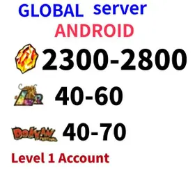 GLOBAL[Android][INSTANT]2300-2800 Dragon Stones+LR Spirit Bomb Goku+40-60 LR+40-70 limited role DRAGON BALL Z DOKKAN BATTLE Beginner Account Level 1 Account|Dragon Ball Z Dokkan Battle