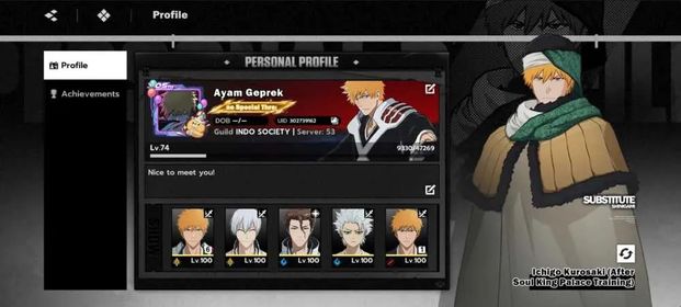 BSR375 – SEA Nuverse Endgame Account | Ichigo Dual Zangetsu B6 W5 S5 Maxed | Aizen S5 | Level 74