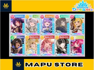 10 SSR (5⭐) (Ookami Mio, Shirogane Noel, Moona Hoshinova, Kaela Kovalskia, Anya Melfissa, IRyS, Nerissa Revencroft, Otonose Kanade (Summer), Ichijou Ririka, Juufuutei Raden) ✨ Hololive Dreams Account