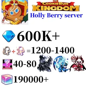 Holly Berry server|600K+ Crystals | 1200+ Cookie Cutters | random 40-80 Epic Cookies+Shadow Milk Cookie+Silent Salt Cookie+Dark Enchantress Cookie+Burning Spice Cookie+190000+ Rainbow Cube|Beast's Heritage Selection Chest is not used|Ancient Cookie Selection Chest|Beast's Heritage Selection Chest is not used|Ancient Cookie Selection Chest|Legendary Cookie Selection Chest | Plot progress 1-3] iOS/Android Cookie Run: Kingdom