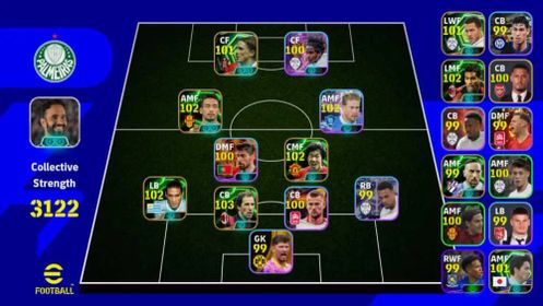 STRENGTH 3122 - FRANCO BARESI 103 - PARK JI SUNG 102 - MARTIN CACERES 102 -  NAKATA 102 - KEVIN DE BRUYNE 102 - EFB167