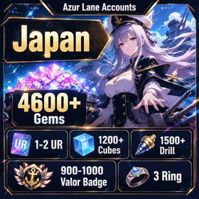 Japan | 4600+ Gems, 1-2 UR, 1200+ Cubes, 1500+ Drill, 900-1000 Valor Badge, 3 Ring, 21-40 random SSR | Quick Transfer