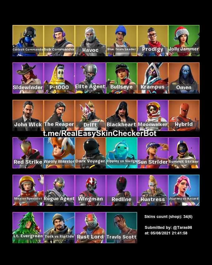 Travis Scott | The Reaper | Elite Agent | Take the L | Blue T.L | John Wick | Full Access | 34 skins | XBOX,PC,NINTENDO