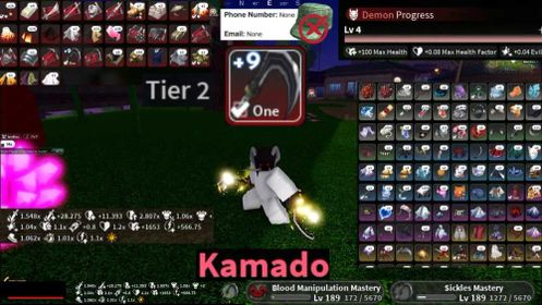 Slayers 2|Kamado Lv225 Demon Progress|Nightfall Sickles+9 T2 Roblox Unverified Account | Instant Delivery