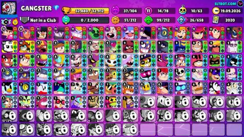 32K Trophies LVL89 | 78/107 Brawlers | 14 Max Brawlers - 12 Hypercharges | 168 Skins | 408 Pins | 295 Icons | 135 Sprays